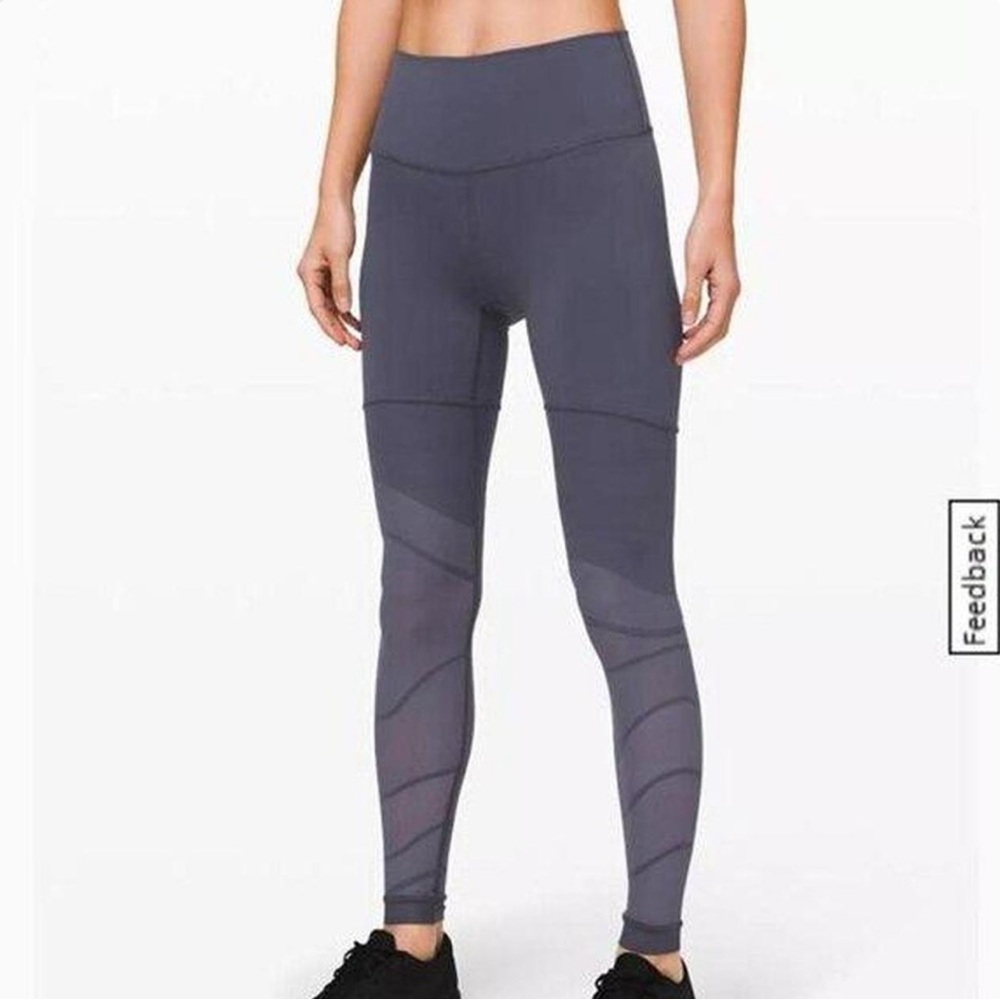lululemon athletica Gray Mesh-Detail High-Waist Leggings